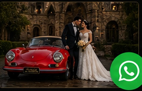 Novios junto al Porsche