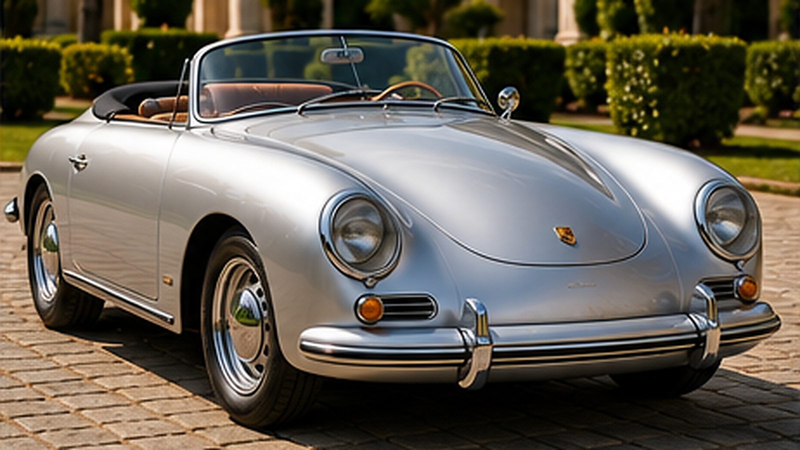 Vista de estudio del Porsche clásico plata